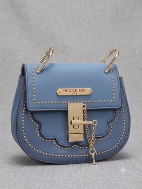 👛Nicole Lee Blue Suede Crossbody Bag – NWT